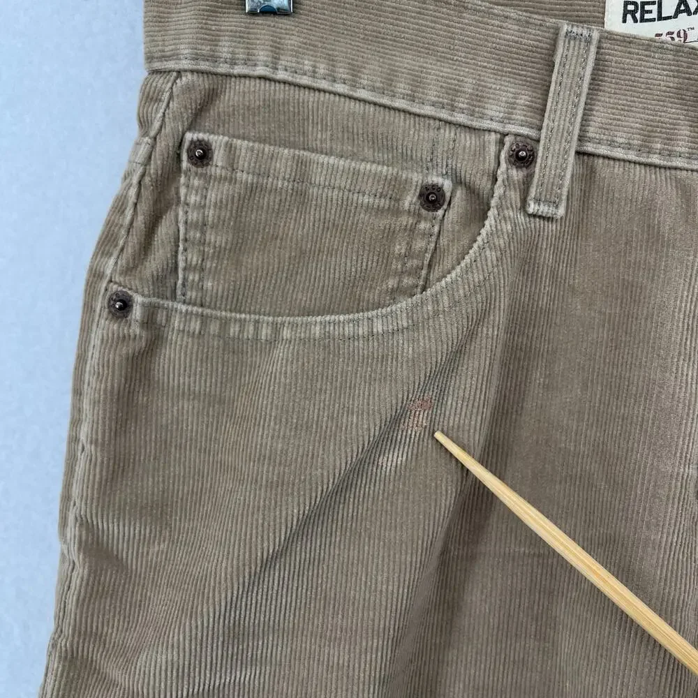 LEVIS Pants Mens 33x34 559 Corduroy Relaxed Straight Chino Cotton Blend Tan